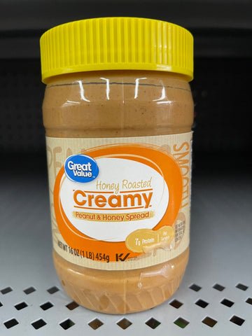 3 Jars of Great Value Honey Roasted Creamy Peanut Butter, 16 oz