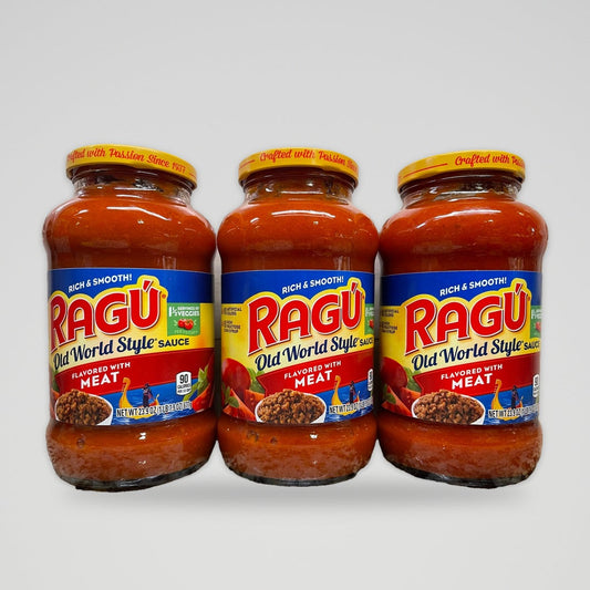 3 Jars of Ragu Old World Style Meat Flavored Tomato Spaghetti Pasta Sauce, 24 oz