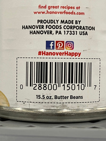 6 CANS Hanover Butter Beans 15.5 oz Can Large Limas in Sauce