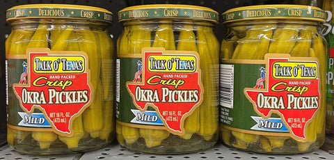 3 JARS Talk O' Texas Pickled Mild Okra 16 oz Jar Pickles Cocktail