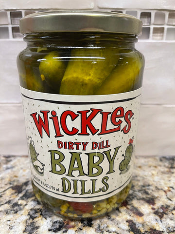 2 JARS Wickles Dirty Dill Baby Dills Pickle 24 oz garlic and chili pepper dill