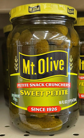 3 JARS Mount Olive Sweet Petite Snack Crunchers Pickles 16 oz Mt