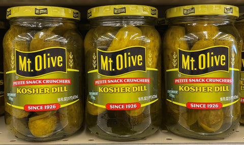 3 JARS Mount Olive Petite Snack Cruncher Kosher Dill Pickles 16 oz Mt