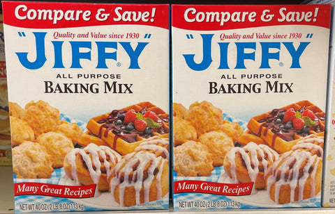 2 BOXES JIFFY All Purpose Baking Mix Flour Biscuits Dumplings Cookies