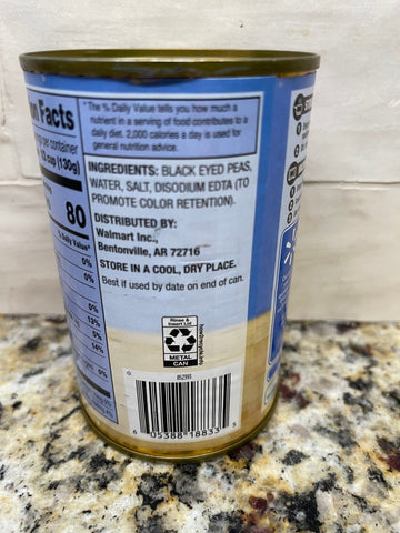 6 Cans of Great Value Black Eyed Peas, 15 oz