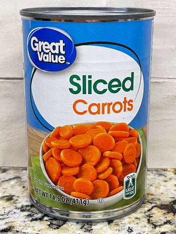 12 CANS Great Value Sliced Carrots 14.5 oz Can Vegetable Salad Juice