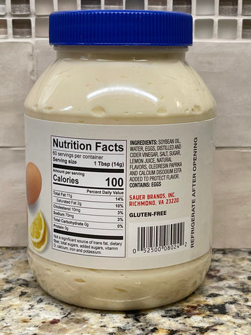 2 JARS CF Sauers Real Mayonnaise Mayo 30 oz Sandwich Dressing Dukes