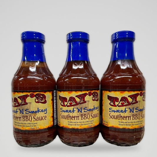 3 Bottles of Tay's Sweet 'n Smokey Southern BBQ Sauce, 16 oz