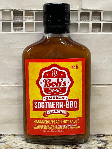 3 BOTTLES Bob's Smokin Southern BBQ #6 Habanero Peach Hot Sauce 7.4 oz