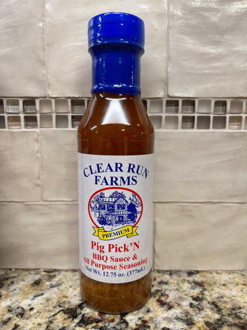 3 BOTTLES Clear Run Farms Pig Pick'N BBQ Sauce 12.75 oz Dip Pork