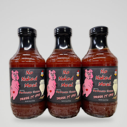 3 Bottles of No Naked Meat Barbecue Sauce, 16 oz