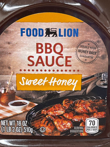 3 BOTTLES Food Lion Sweet Honey BBQ Sauce 18 oz Barbecue Pork Ribs