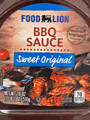 3 BOTTLES Food Lion Sweet Original BBQ Sauce 18 oz Barbecue Baby Ray