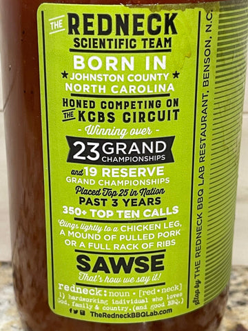 3 BOTTLES Redneck BBQ Lab NC Pork Sawse Barbeque Sauce 15.5 oz Pork