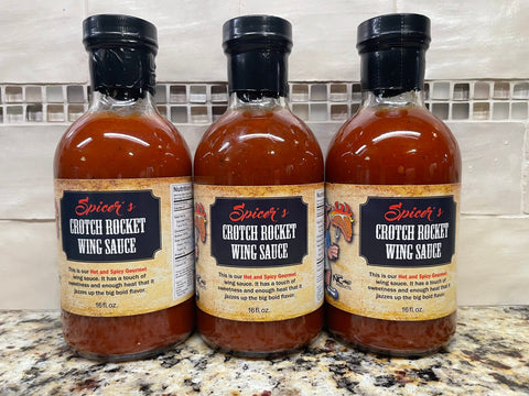 3 BOTTLES Spicer's Sauces Crotch Rocket Wing Sauce 16 oz BBQ Chicken