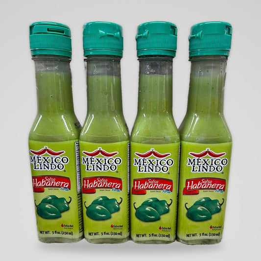 4 Bottles of Mexico Lindo Extra Hot Sauce Green Habanero, 5 oz