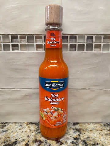 4 BOTTLES San Marcos Hot Habanero Sauce 5 oz Pepper Marinade Dip