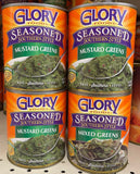 4 BIG CANS Glory Foods Seasoned Southern Style Mustard Greens 27 oz Can