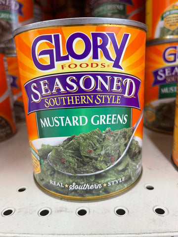 4 BIG CANS Glory Foods Seasoned Southern Style Mustard Greens 27 oz Can