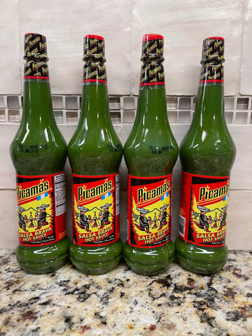 4 BOTTLES Picamas Verde Hot Sauce Salsa Brava 7.05 oz Green Pepper