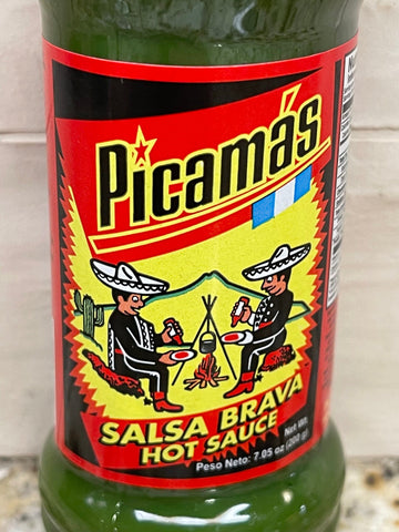 4 BOTTLES Picamas Verde Hot Sauce Salsa Brava 7.05 oz Green Pepper