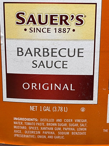 1 Gallon CF Sauers Original Barbecue Sauce 128 oz BBQ Chicken Pork Dip