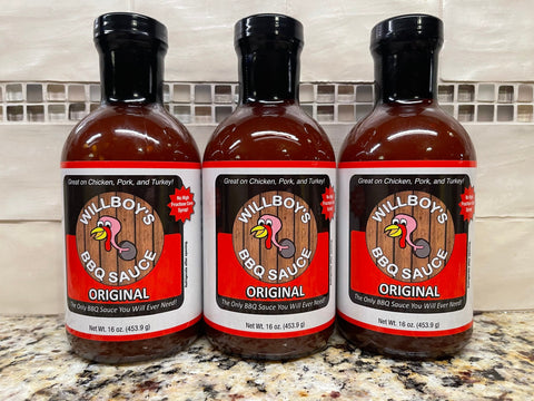 3 BOTTLES Willboy's Original Barbecue Sauce 16 oz BBQ NO HFCS