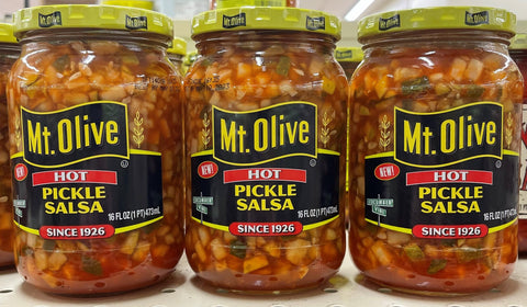 3 JARS Mount Olive HOT Pickle Salsa 16 oz Mt Olive Relish Cubes