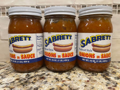 3 JARS Sabrett Pushcart Style Onions in Sauce 16 oz Hot Dog Wiener