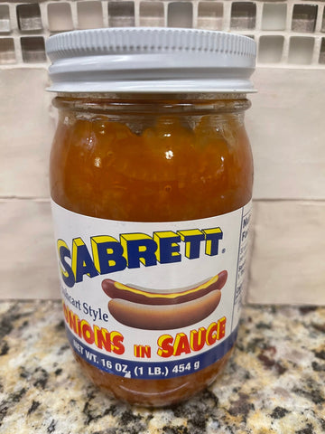 3 JARS Sabrett Pushcart Style Onions in Sauce 16 oz Hot Dog Wiener