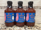 3 BOTTLES No Naked Meat Carolina Style Barbecue Sauce 16 oz BBQ