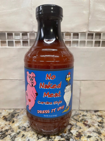 3 BOTTLES No Naked Meat Carolina Style Barbecue Sauce 16 oz BBQ