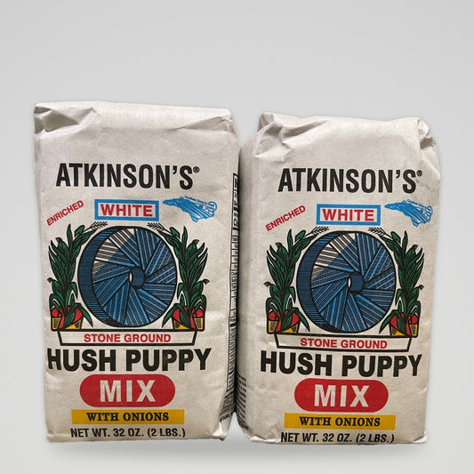 2 Bags of Atkinsons Enriched Hushpuppy Mix with Onions, 2 lb