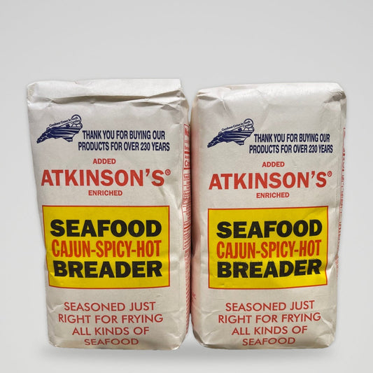 2 Bags of Atkinsons Enriched Cajun Spicy Hot Seafood Breader, 2 lb