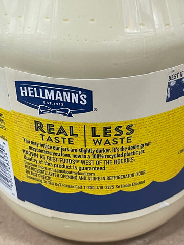 2 Jars Hellmanns Real Mayonnaise 1 GALLON Hellmann's Creamy Mayo Real Foods