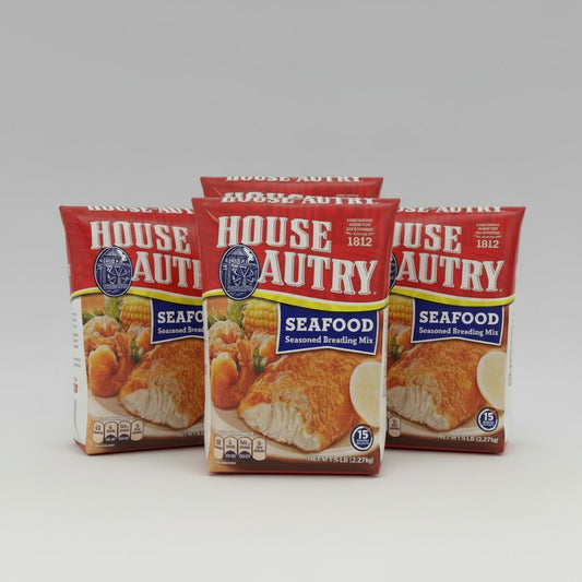 4 Bags of House Autry Seasoned Seafood Breader Mix Flour Fish Fry, 5 lb