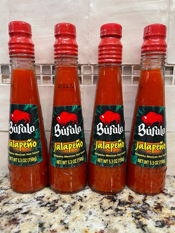 4 BOTTLES BUFALO Jalapeno Mexican Hot Sauce 5.3 oz Pepper Salsa Picante