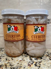 2 JARS La Chona Cueritos Pickled Pork Skins 15 oz Pig's Meat Snack Rinds