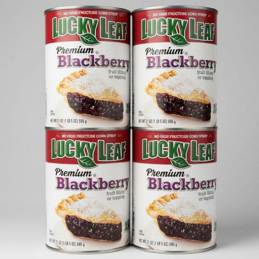 4 Cans of Lucky Leaf Premium Blackberry Fruit Filling & Topping, 21 oz