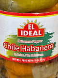 El Ideal Whole Chili Habanero in Brine 16 oz Jar Hot Peppers