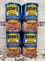 4 CANS Bush's Traditional Refried Beans 16 oz Can Pintos Taco Filing