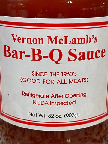 Vernon McLamb's Bar-B-Q Sauce 32 oz BBQ Pork Dip Ribs Chicken Benson NC