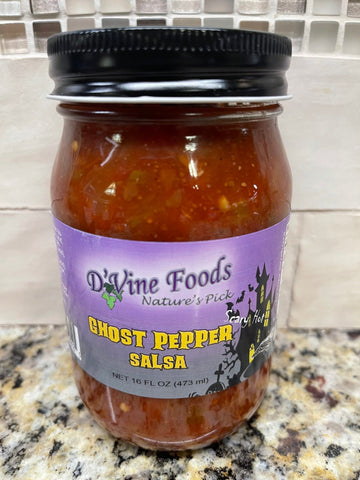 3 JARS D'Vine Foods Jar Ghost Pepper Hot Salsa 16 oz Jar Habanero Relish NC (Copy)