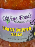 2 JARS D'Vine Foods Jar Ghost Pepper Hot Salsa 16 oz Jar Habanero Relish NC