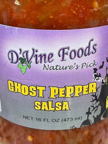 2 Jars D'Vine Foods Jar Ghost Pepper Hot Salsa 16 oz Jar