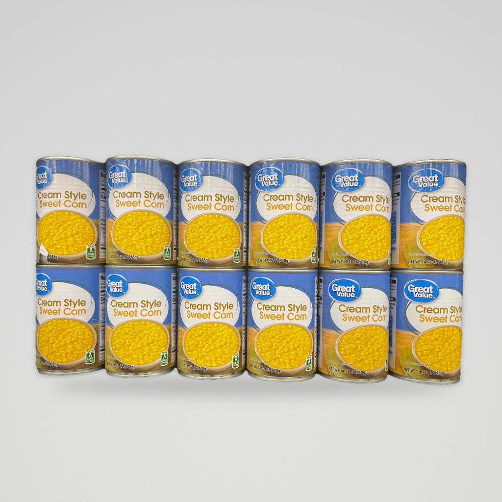 12 Cans of Great Value Cream Style Sweet Corn, 14.25 oz