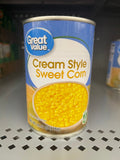 12 Cans of Great Value Cream Style Sweet Corn, 14.25 oz