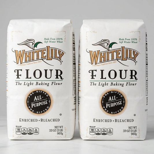 2 Bags of White Lily Enriched Bleached White All Purpose Flour, 2 lb