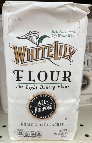 2 BAGS White Lily Enriched Bleached White All Purpose Flour 2 lb Bag