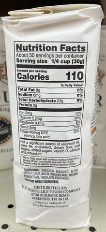 2 Bags of White Lily Enriched Bleached White All Purpose Flour, 2 lb
